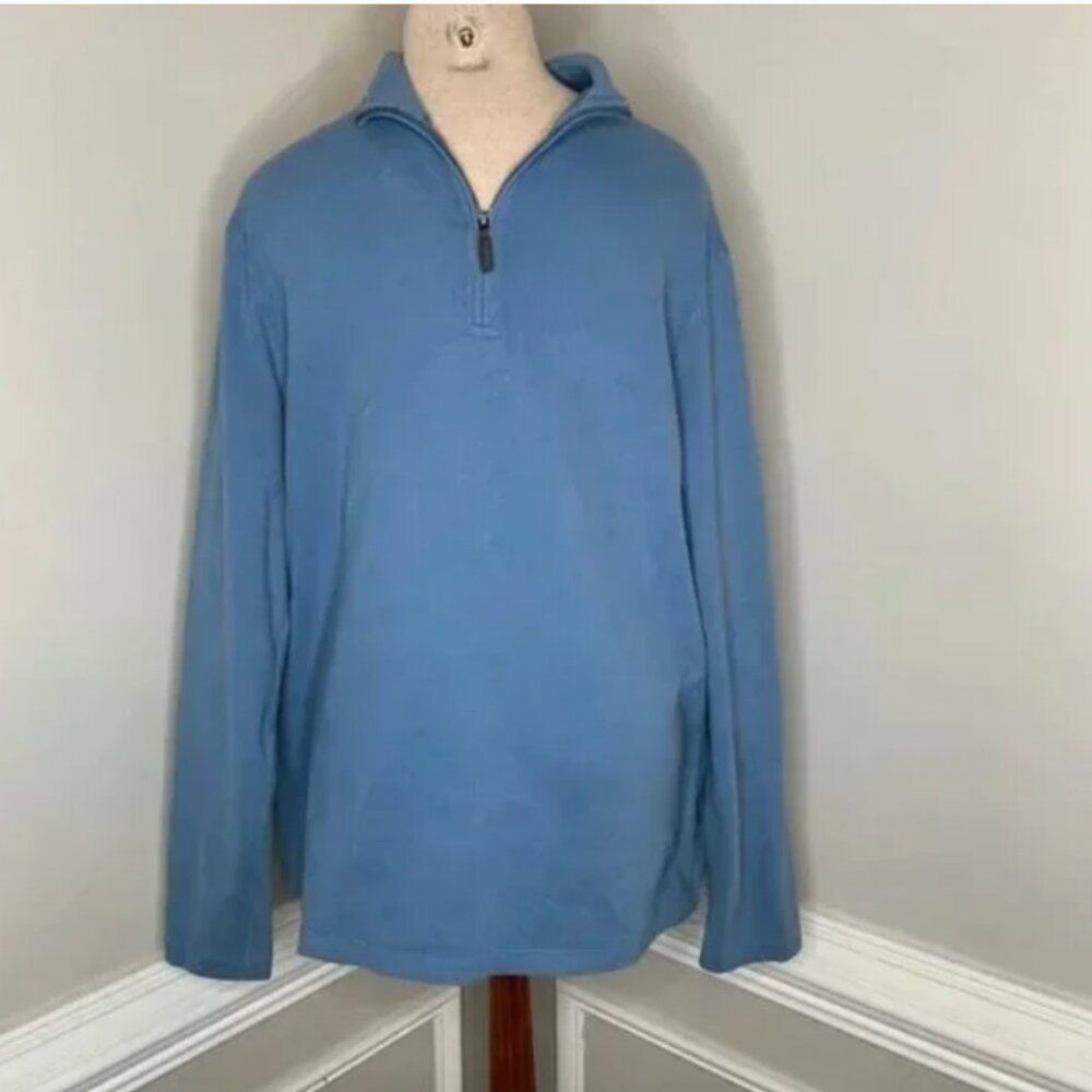 J. Crew Mercantile Men's 1/4 Zip Pullover Sweater Lt. Blue Preppy Golf Large